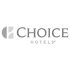 Choice Hotels International corporate logo in gray with icon and serif typography.