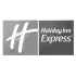 Holiday Inn Express logo featuring the signature script "H" icon beside the brand name in a square frame.